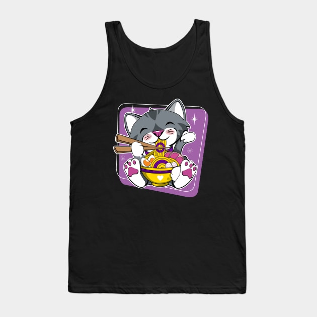 Cat Eating Ramen Intersex Pride Tank Top by CuddleswithCatsArt